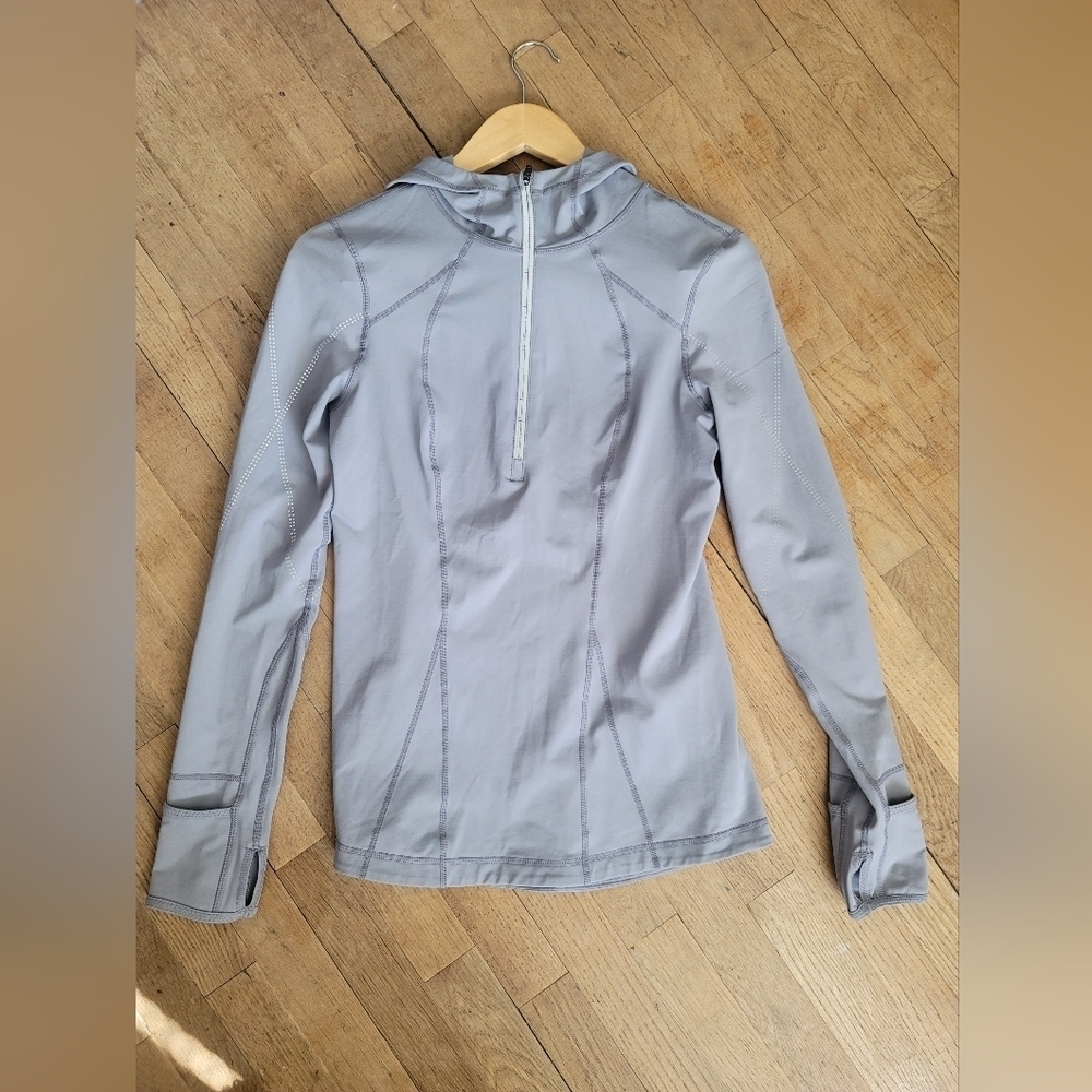 Zella Long Sleeve 1/4 Zip Pullover Hoodie‎ Run Top Reflective, Grey , Size Small